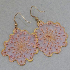 Vintage Pressed Dried Flowers Earrings Handmade